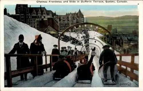 Ak Québec Kanada, Chateau Frontenac, Rutsche in der Dufferin Terrace