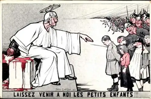Künstler Ak Chatillon, Pierre, Laissez venir a mois les petits enfants, Karikatur, Kaiser Wilhelm II