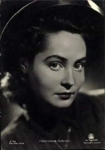 Ak Schauspielerin Hannelore Schroth, Portrait, Hut