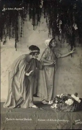 Ak Opernsängerinnen Gertrud Bartsch und E. Schulz Dornburg, Opernszene, Die toten Augen