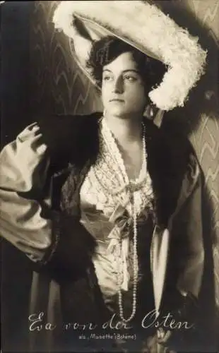Ak Opernsängerin Eva von der Osten, Portrait, Hut
