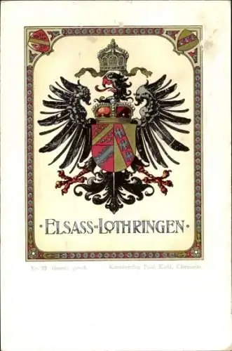 Wappen Ak Elsass-Lothringen, Paul Kohl Chemnitz No. 23