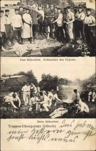 Ak Deutsche Soldaten, Schlachten des Ochsen, Soldatenleben