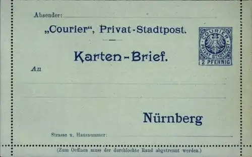 Ak Nürnberg, Private Stadtpost, Courier
