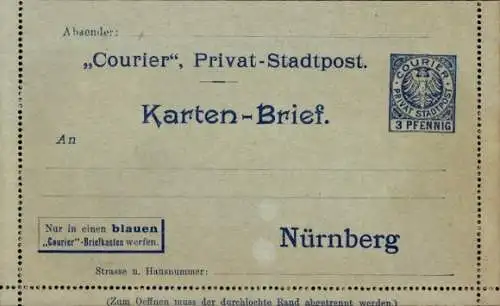 Ak Nürnberg in Mittelfranken Bayern, Private Stadtpost, Courier