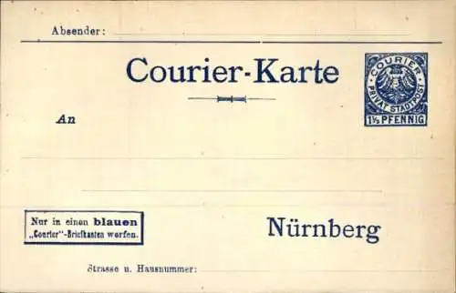 Ak Nürnberg in Mittelfranken Bayern, Private Stadtpost, Courier