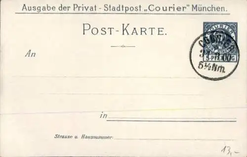 Ak München Bayern, Private Stadtpost, Courier