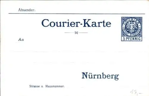 Ak Nürnberg in Mittelfranken Bayern, Private Stadtpost, Courier