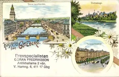 Litho Göteborg Schweden, Stora Hamnkanalen, Slottsskogen