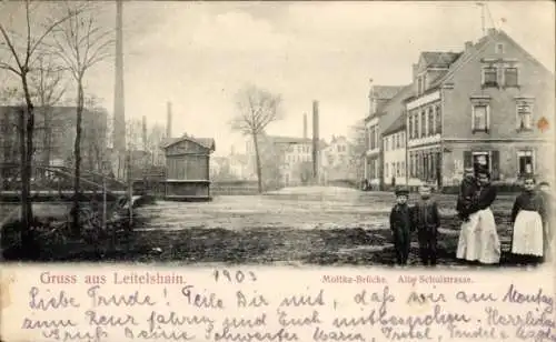 Ak Leitelshain Crimmitschau in Sachsen, Moltke-Brücke, Alte Schulstraße