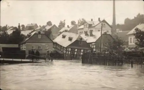 Ak Triebes in Thüringen, Überschwemmung 1924