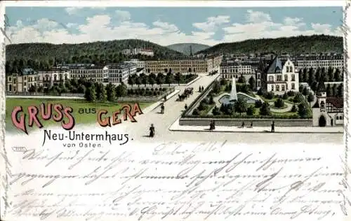 Litho Untermhaus Gera in Thüringen, Panorama von Osten