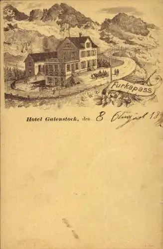 Litho Kanton Wallis, Furkapass, Hotel Galenstock