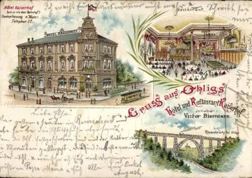 Litho Ohligs Solingen Bergisches Land, Hotel Kaiserhof, Innenansicht, Inh. Victor Biermann