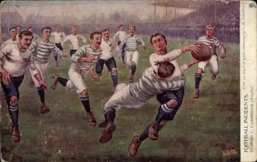 Künstler Ak Football Incidents, Rugby, Oxford vs Cambridge