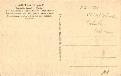 Ak Nindorf Visselhövede Niedersachsen, Gasthof zur Einigkeit, Fernseher