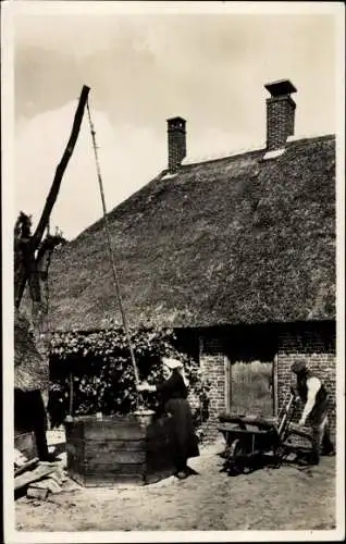 Ak Noord Brabantsch Dorpsleven, Brunnen, Volkstrachten