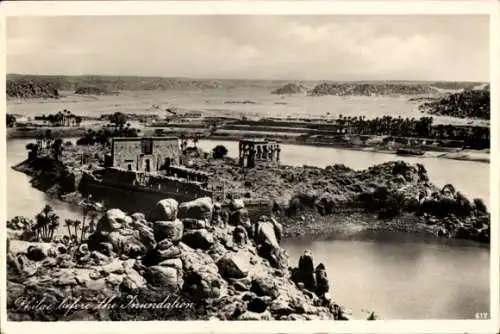 Ak Insel Philae Ägypten, Tempel vor der Überschwemmung