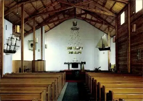 Ak Nordseeinsel Helgoland, Inselkirche, Innenansicht