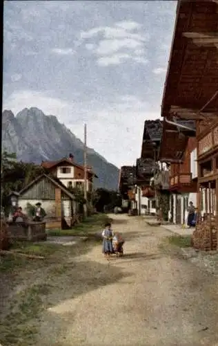 Ak Garmisch Partenkirchen, Frühlingstraße, Zugspitze