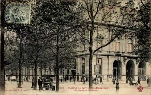 Ak Paris XI., Rathaus, Boulevard Voltaire