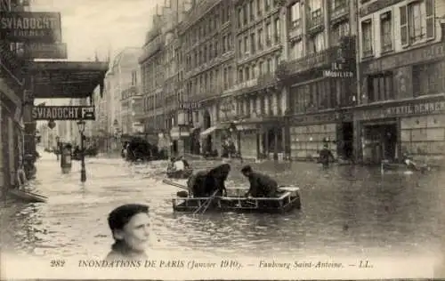 Ak Paris XI., Überschwemmungen 1910, Faubourg Saint-Antoine