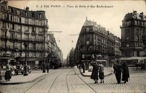 Ak Paris IX., Place du Delta, Rue Rochechouart