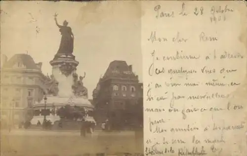 Foto Ak Paris IX., Denkmal, Hotel