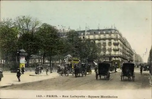 Ak Paris IX., Rue Lafayette, Square Montholon