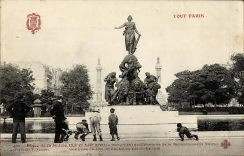 Ak Paris XI., Place de la Nation, Monument du Triomphe de la République