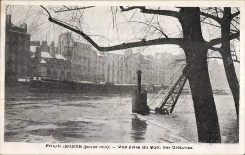 Ak Paris I., Überschwemmungen 1910, Quai des Orfèvres