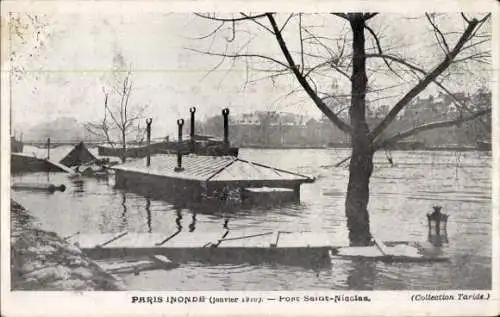 Ak Paris, Überschwemmung der Seine, Port Saint Nicolas