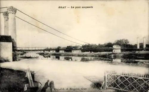 Ak Gray Haute Saône, Die Hängebrücke