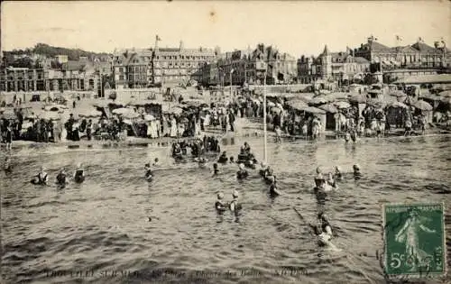 Ak Trouville sur Mer Calvados, Der Strand zur Badezeit