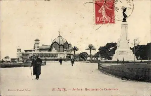Ak Nizza Nizza Alpes Maritimes, Jetee, Centenary Monument