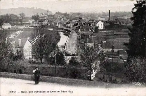 Ak Pau Pyrénées-Atlantiques, Boulevard des Pyrenees, Avenue Leon Say