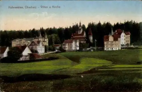 Ak Hahnenklee Bockswiese Goslar Harz, Villen und Kirche