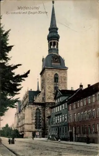 Ak Wolfenbüttel in Niedersachsen, Kornmarkt, Hauptkirche