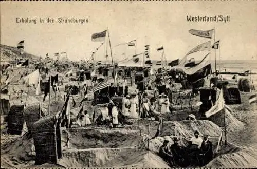 Ak Westerland auf Sylt, Strand, Strandburgen