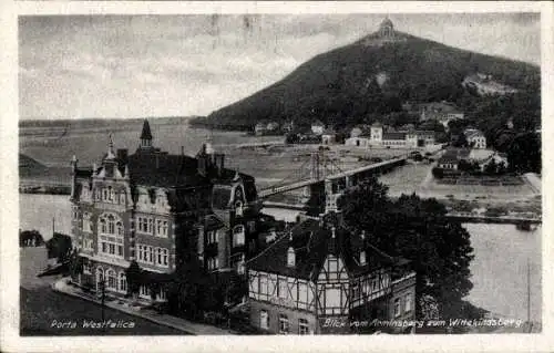 Ak Porta Westfalica an der Weser, Blick vom Arminsberg zum Wittekindsberg