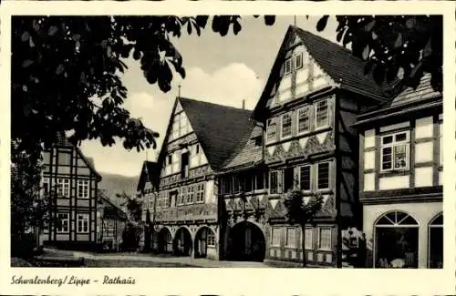 Ak Schwalenberg in Lippe, Rathaus, Rathaus, Fachwerkhäuser