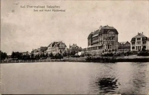 Ak Bad Salzuflen in Lippe, See mit Hotel Fürstenhof