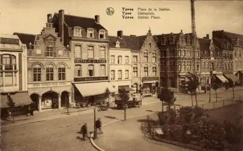 Ak Ypres Ypern Westflandern, Place de la Station