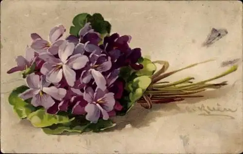Präge Künstler Ak Klein, Catharina, Veilchenstrauß