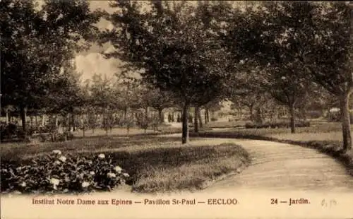 Ak Eecloo Eeklo Ostflandern, Institut Notre Dame aux Epines, Pavillon St-Paul, Jardin