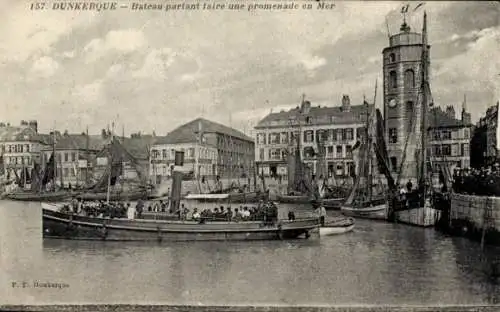 Ak Dunkerque Dünkirchen Nord, Bateau partant faire une promenade en Mer, Dampfer
