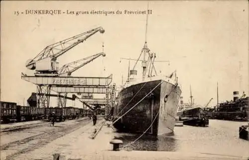 Ak Dunkerque Dünkirchen Nord, Hafen, elektrische Kräne, Freycinet II