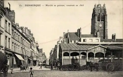 Ak Dunkerque Dünkirchen Nord, Fischmarkt von 1863