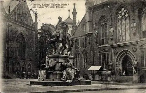 Ak Hansestadt Bremen, Kaiser Wilhelm Platz, Kaiser Wilhelm Denkmal
