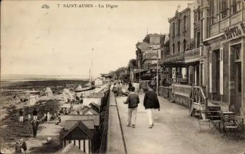 Ak Saint Aubin sur Mer Calvados, Digue, Hotel